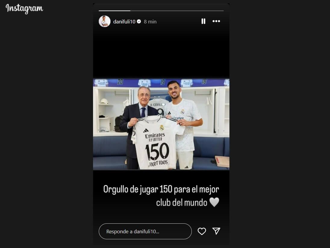  La 'historia' de Dani Ceballos en Instagram.