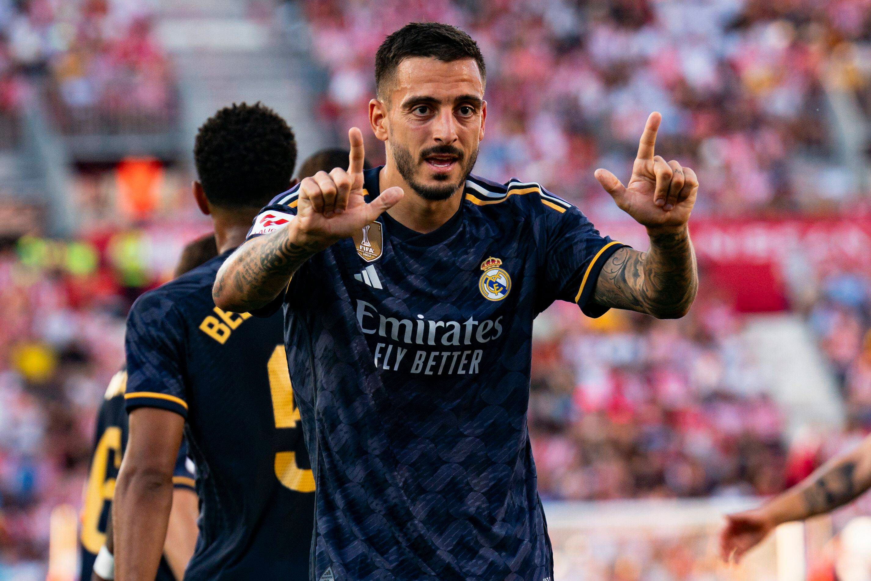 Joselu celebra su gol en el Girona-Real Madrid (FOTO: Cordón Press).