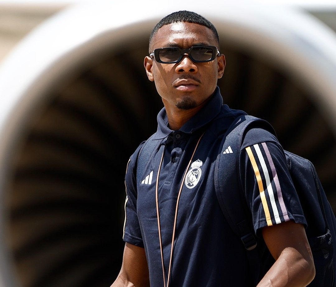  David Alaba, en un viaje del Real Madrid.