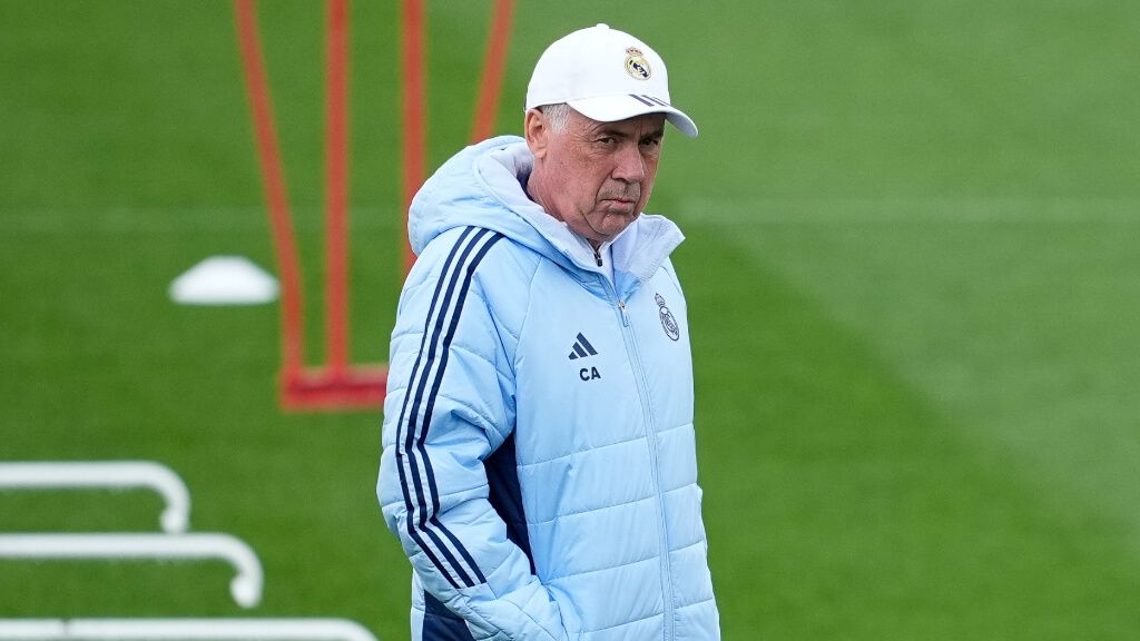 Carlo Ancelotti en un entrenamiento del Real Madrid (Europa Press)