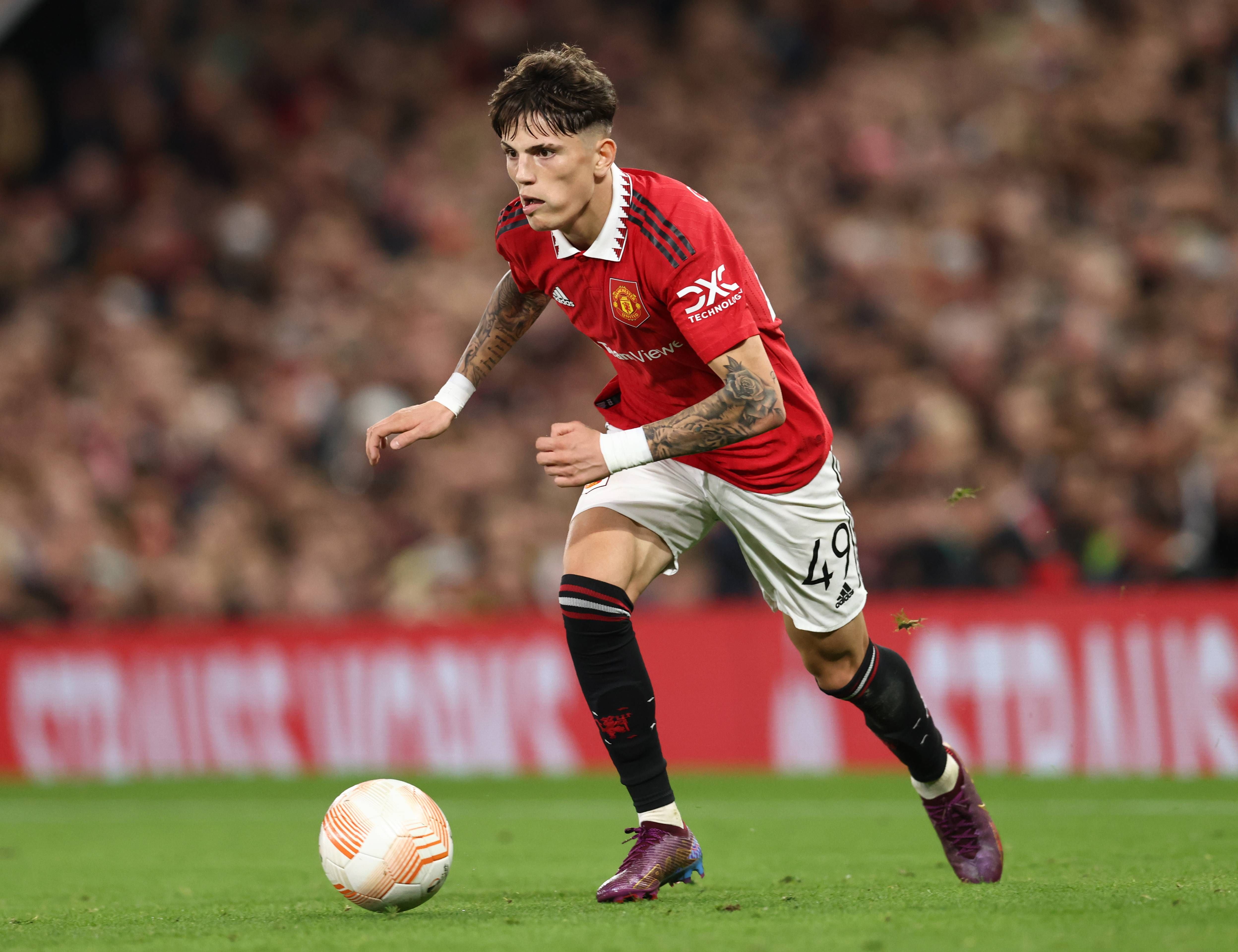  Garnacho, en un partido con el Manchester United.