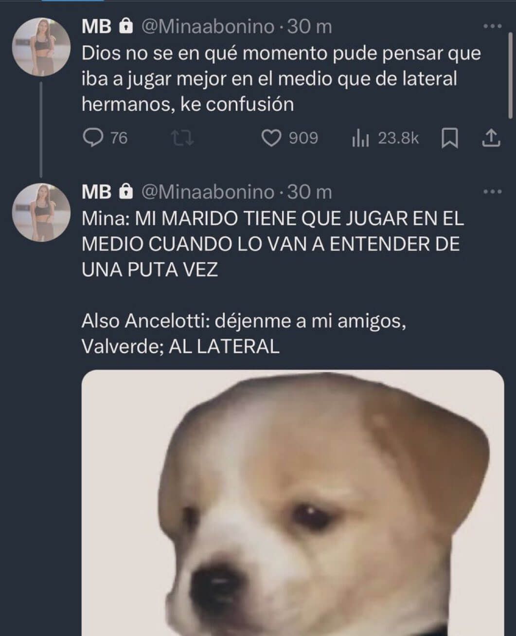 Mina Bonino se vuelve a prenunciar ante la nueva posición de Valverde (Captura de X)