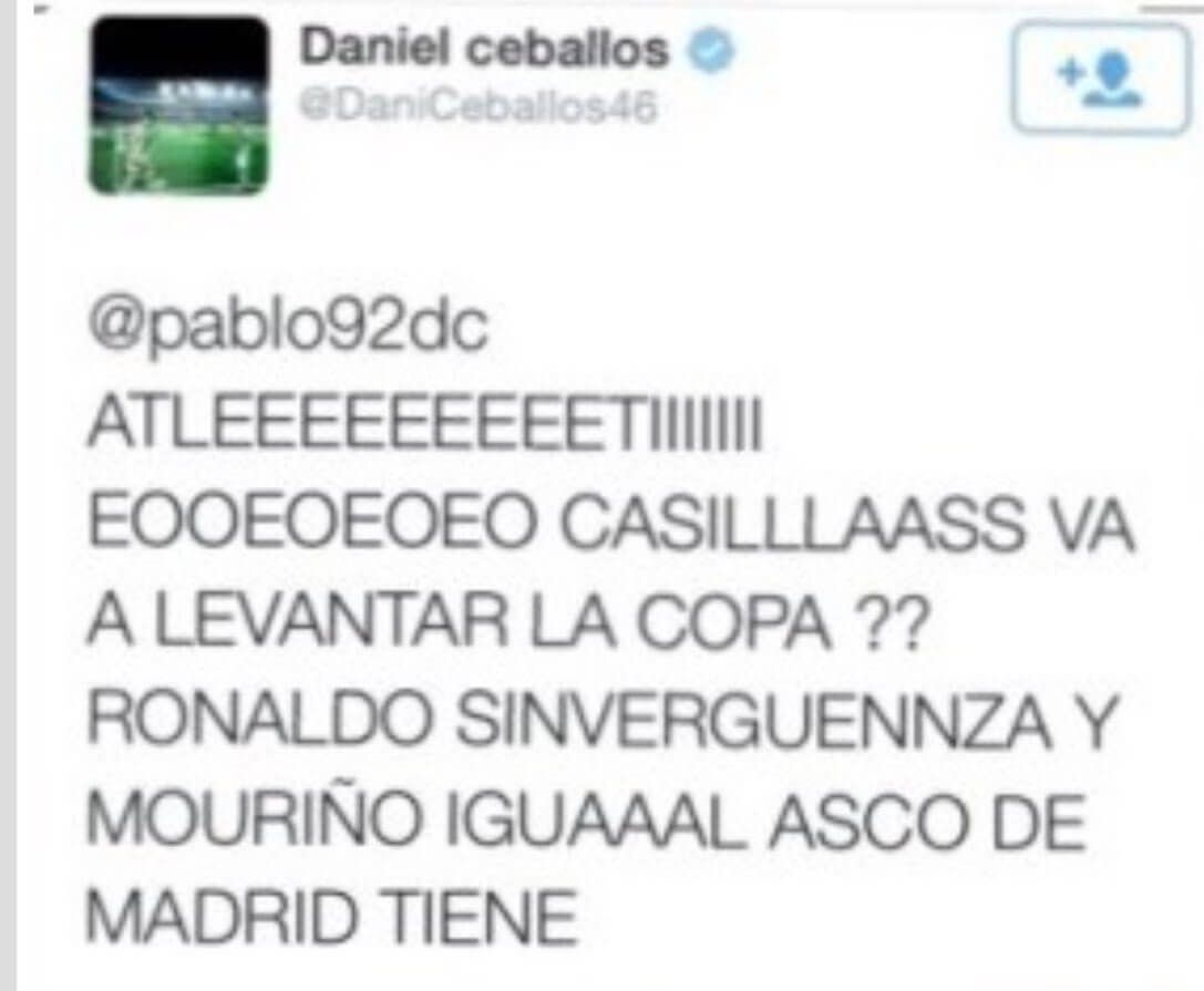  Tweet de Dani Ceballos tras la final de Copa de 2013 (Fuente: X)