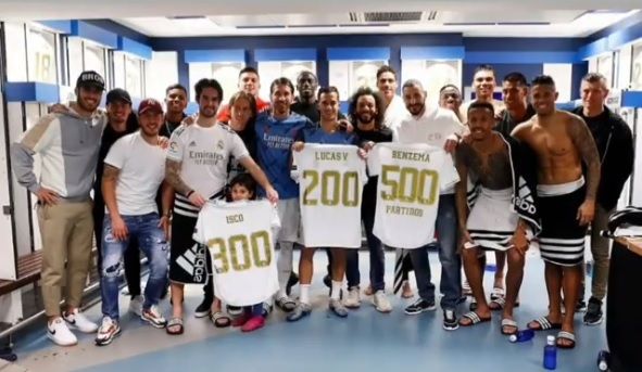 La fotografía del vestuario del Real Madrid, sin Gareth Bale.