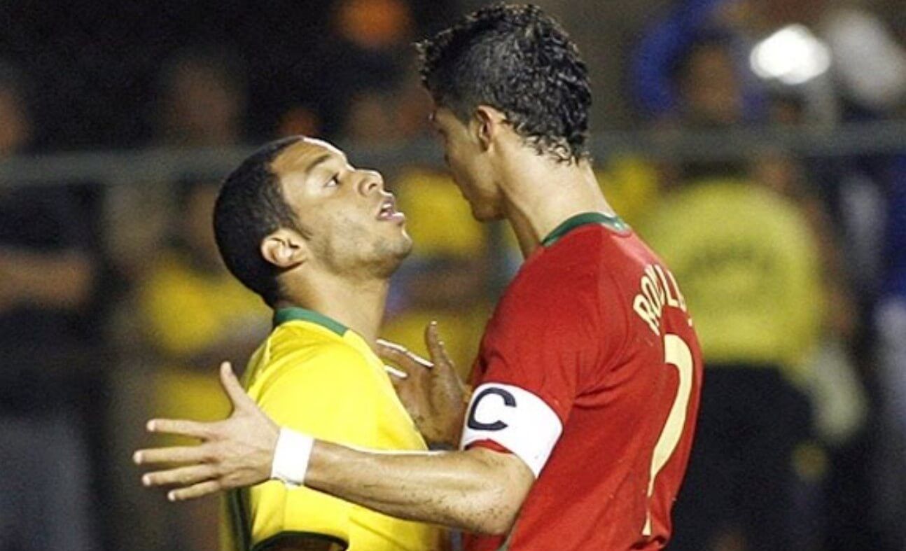 Marcelo y Cristiano Ronaldo se pelean en un Brasil-Portugal.