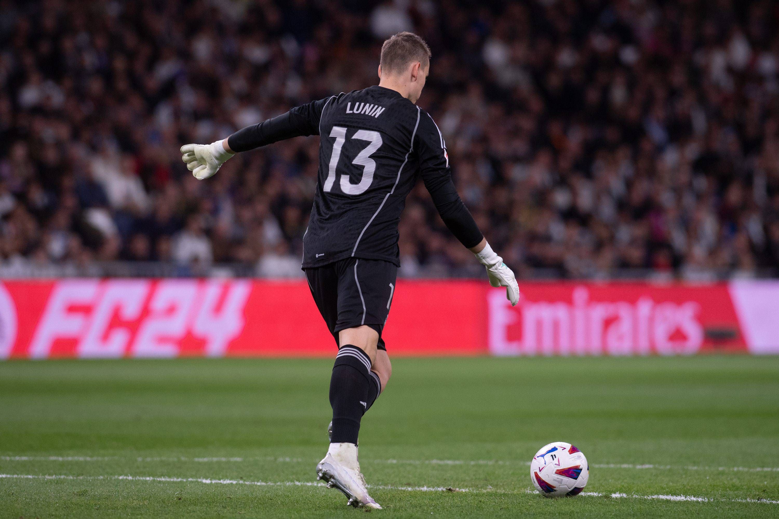  Andriy Lunin, en el Real Madrid-Valencia.