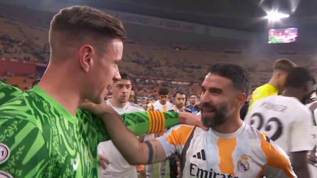Ter Stegen y Dani Carvajal tras el partido (Fuente: RTVE)