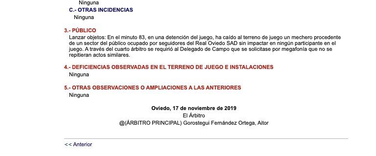  El árbitro del derbi asturiano reflejó en el acta el lanzamiento de un mechero.