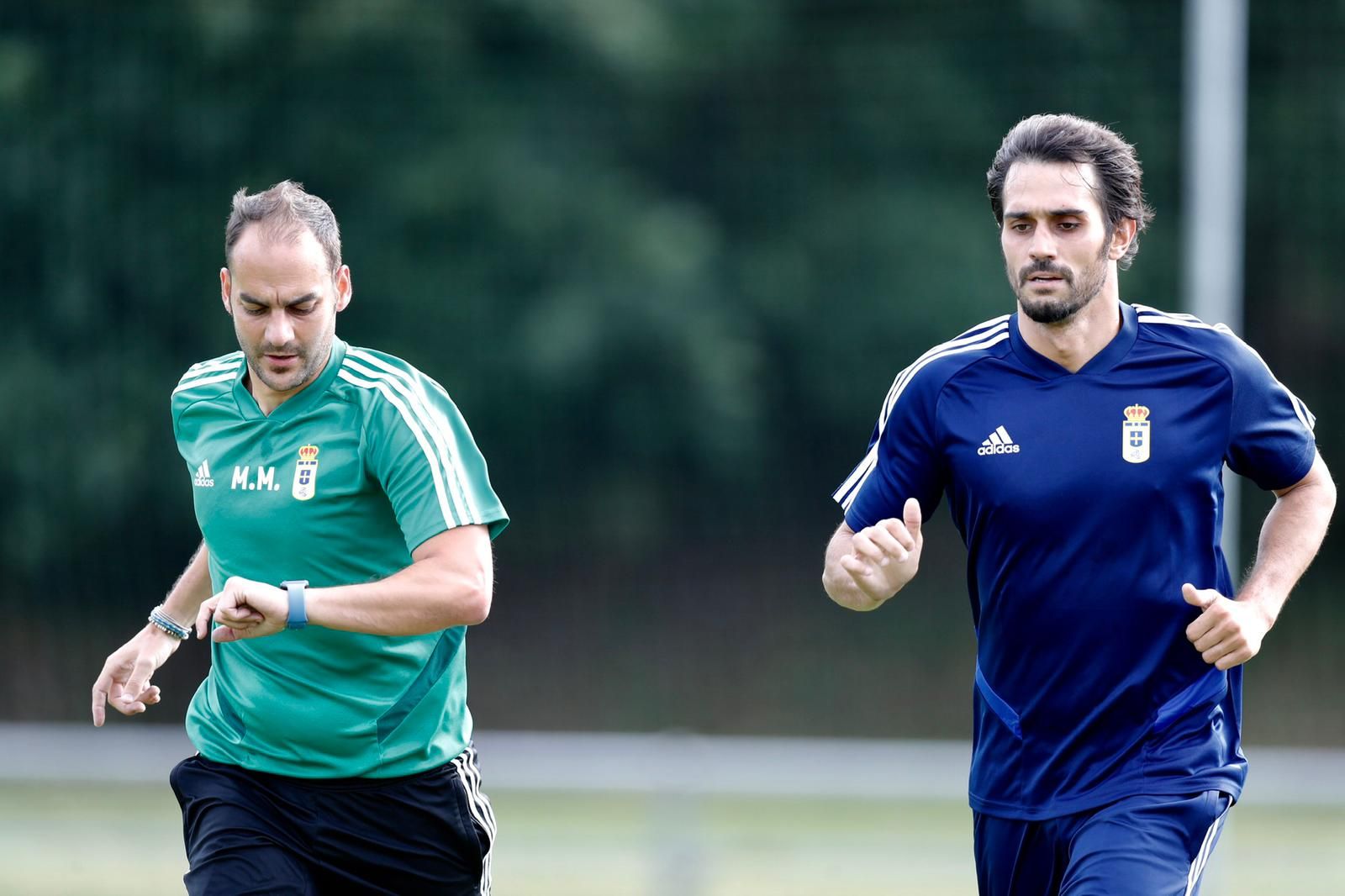 Arribas, durante su primer entrenamiento con el Real Oviedo.