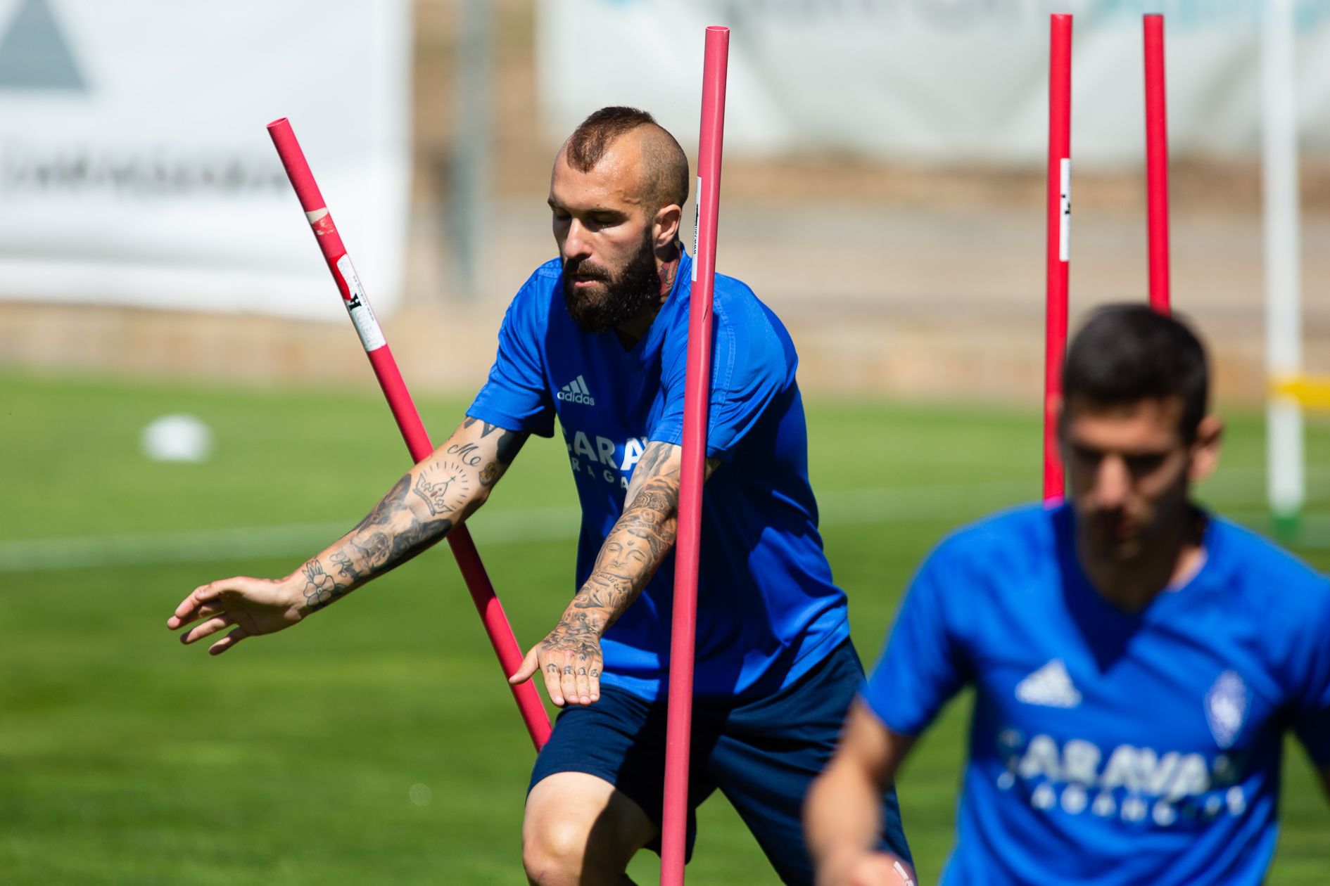  Ángel Martínez, durante un entrenamiento con el Real Zaragoza.