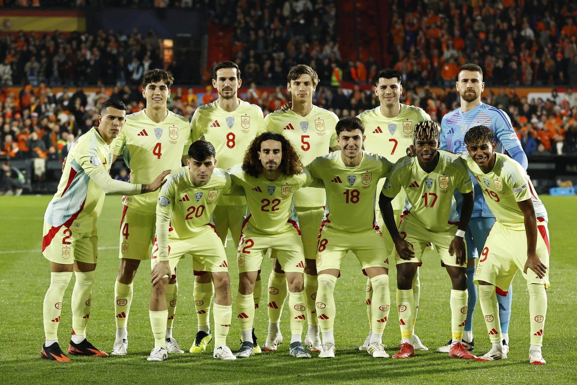  El once de España ante Países Bajos en el duelo de ida de los cuartos de la Nations League.