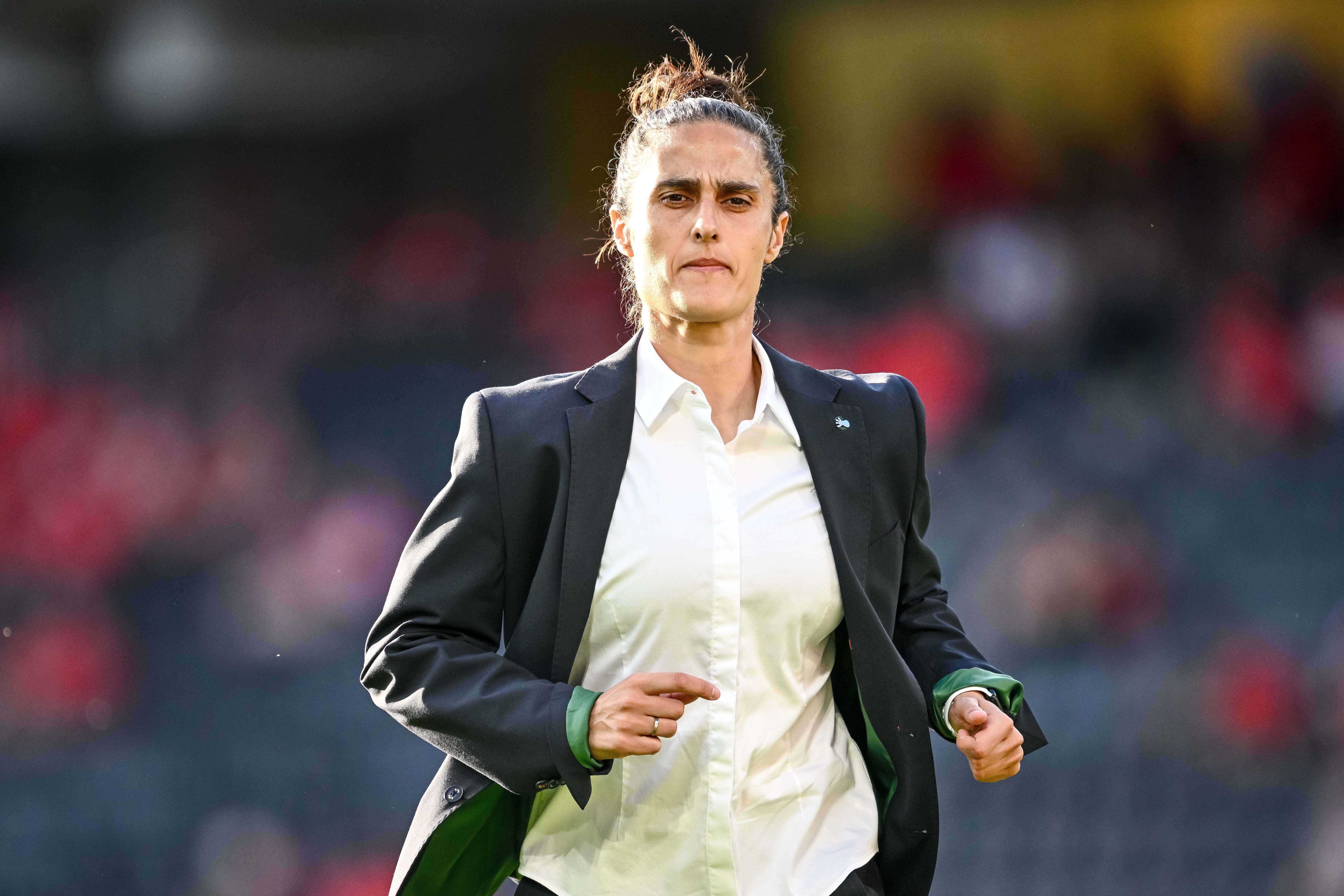 Montse Tomé, en el España-Suiza de la Eurocopa.