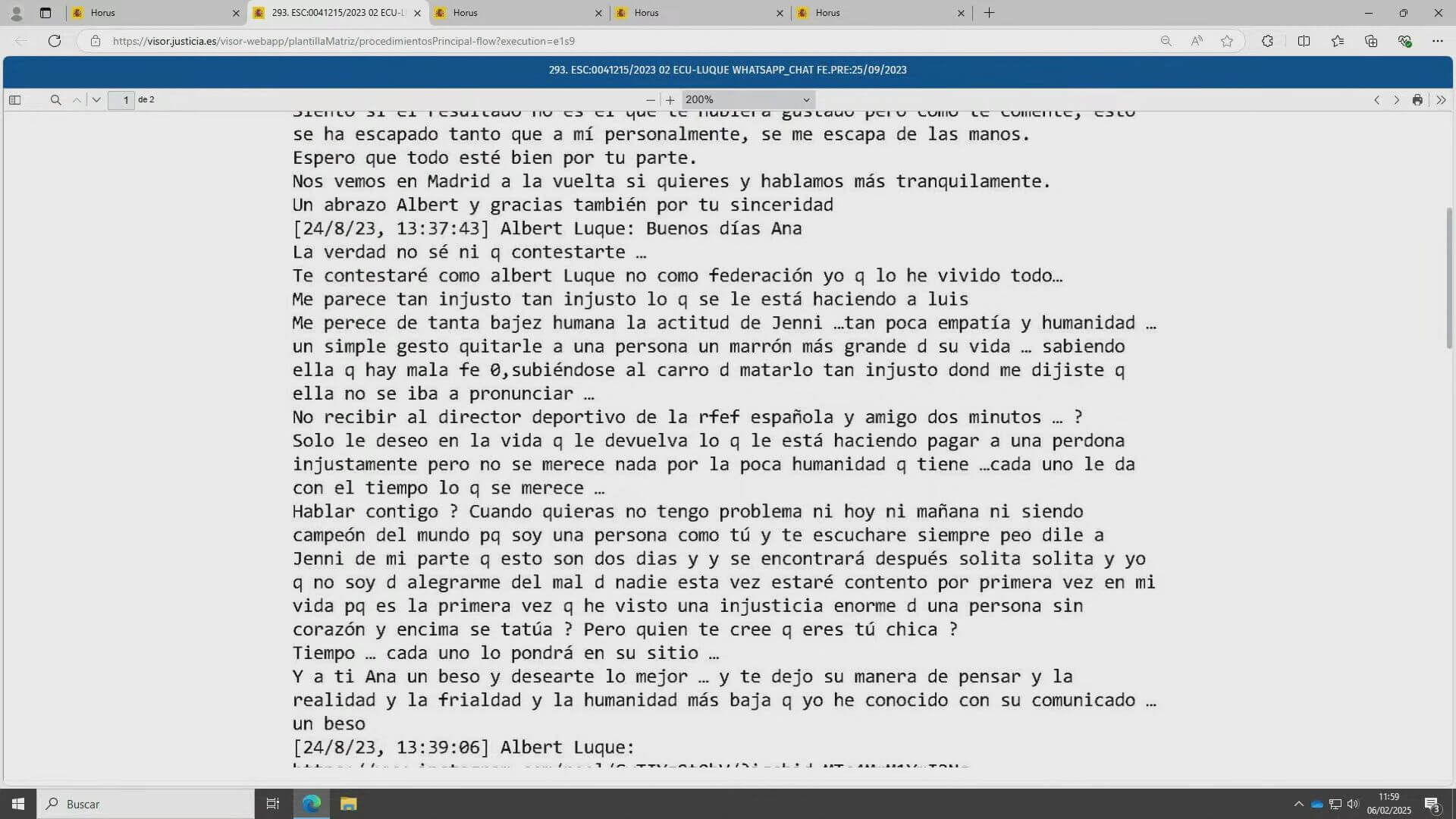 Pantallazo de la conversación entre Ana Ecube y Ana Ecube, amiga de Jenni Hermoso.