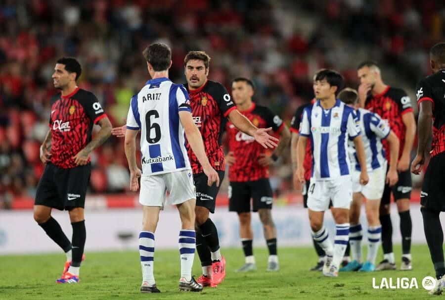  Aritz y Kubo en un lance del Mallorca-Real Sociedad.