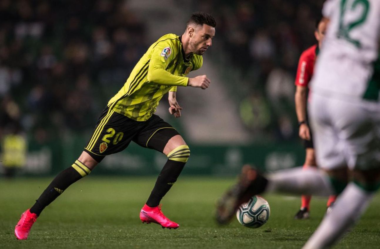  Burgui, durante su debut con el Real Zaragoza ante el Elche CF.