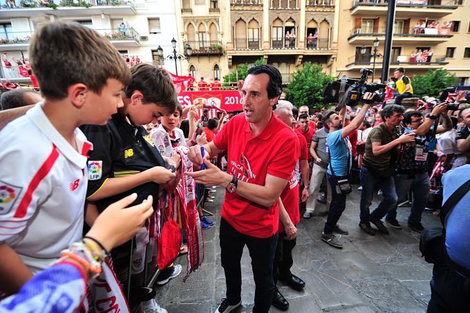 Emery, en la celebración de la quinta Europa League.
