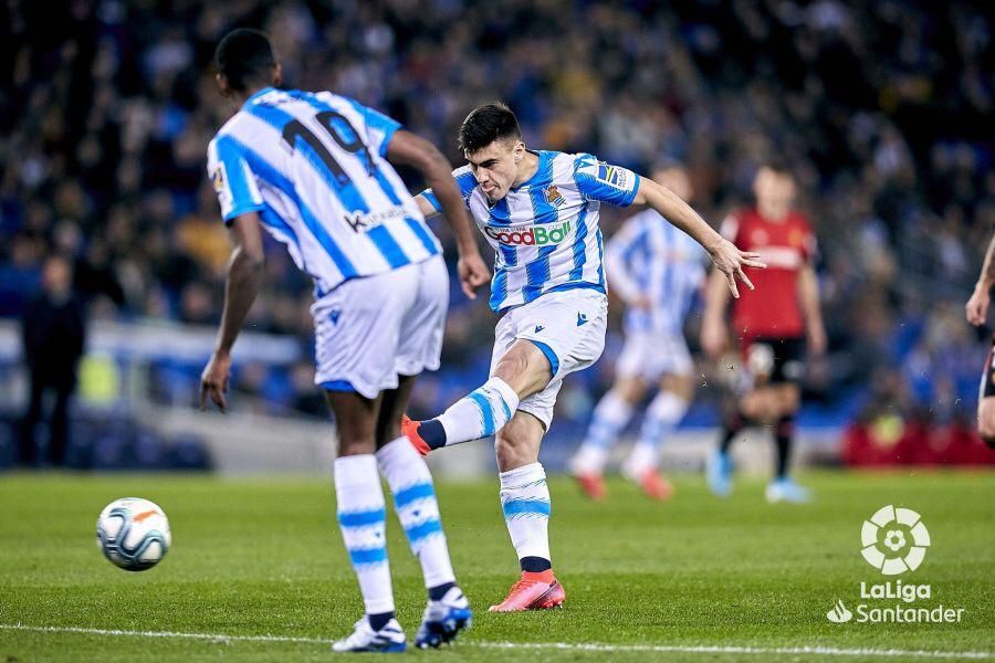 Disparo de Barrenetxea que supuso el 2-0 ante el Mallorca.