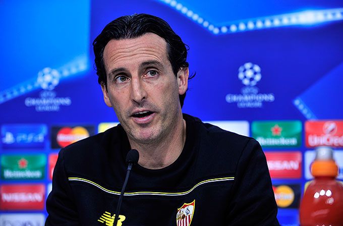 Unai Emery, en una rueda de prensa de la Champions.