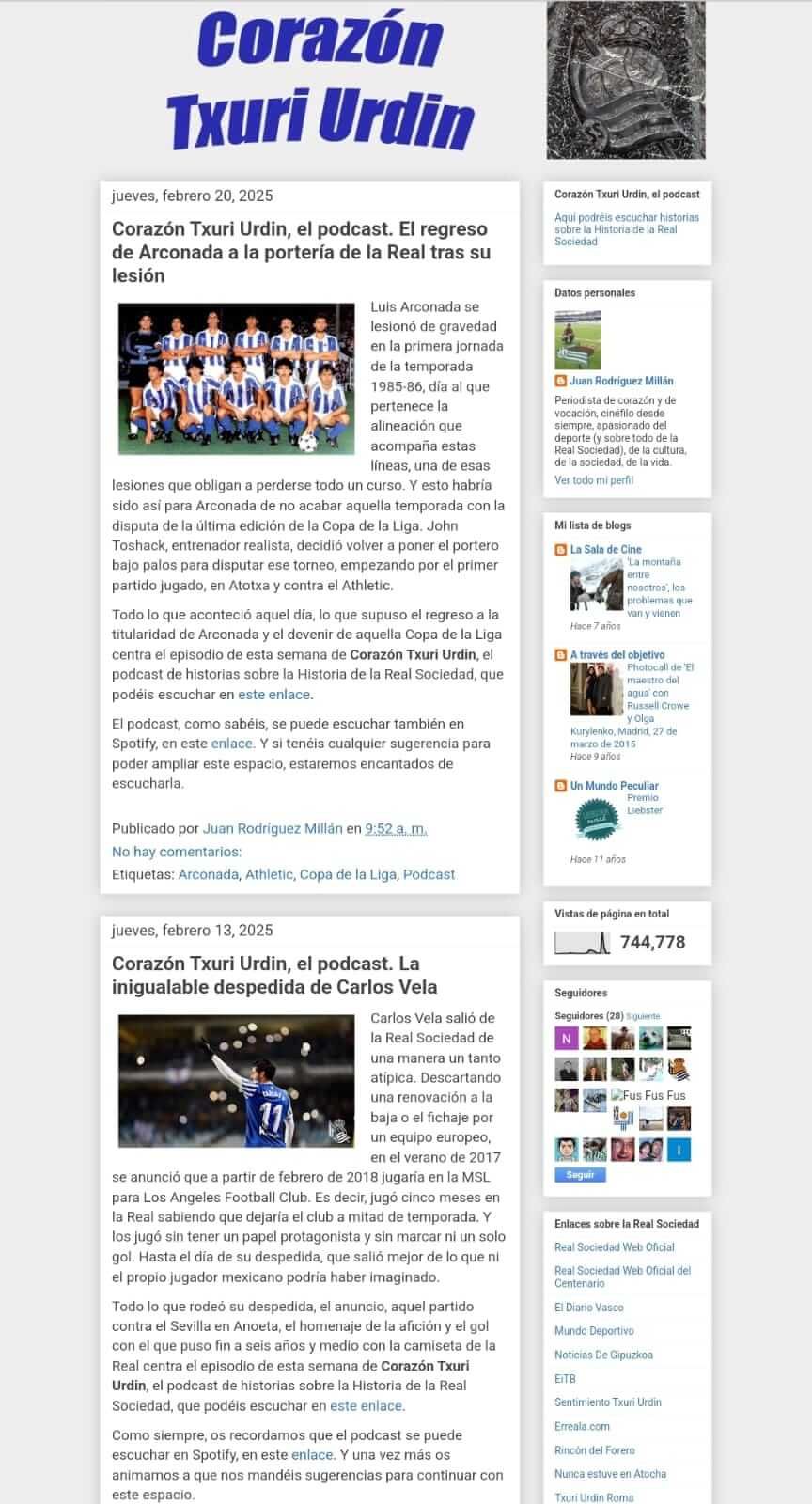 El blog Corazón Txuri Urdin de Juan Rodríguez.