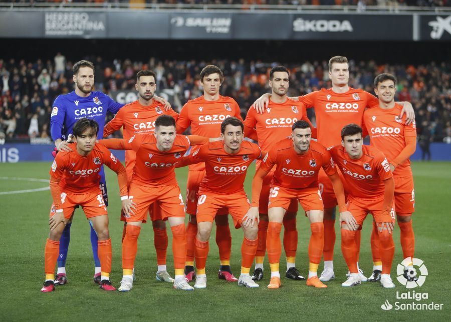  El once titular de la Real Sociedad frente al Valencia en Mestalla.