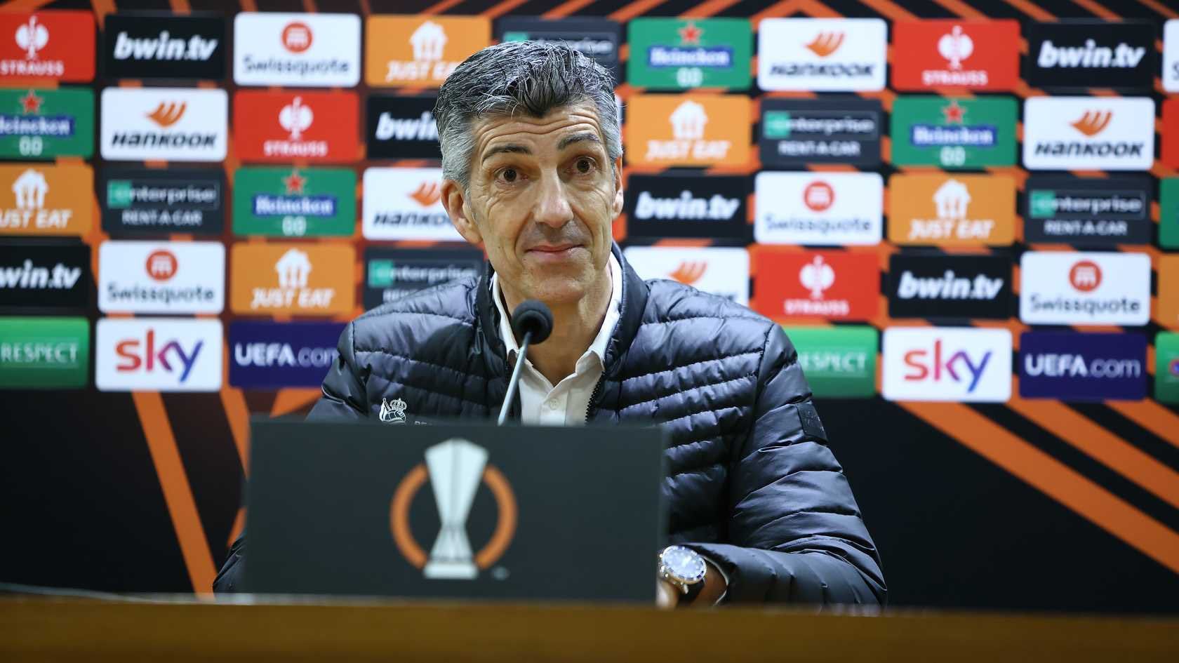  Imanol Alguacil en rueda de prensa de cara al partido ante la Roma.