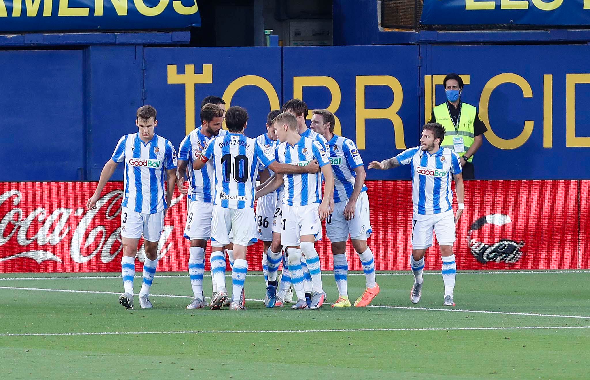  La Real celebra el gol de Willian José en La Cerámica.