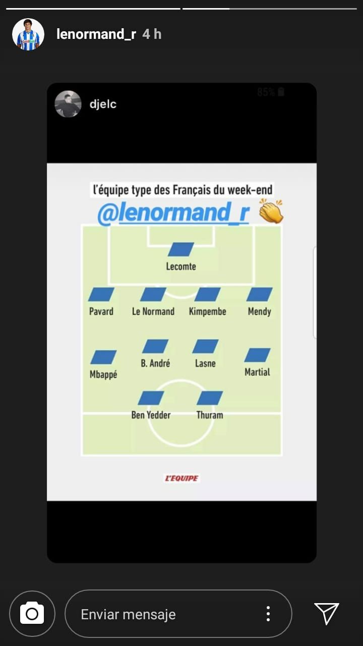  L'Équipe incluyó a Le Normand en el once de franceses de la jornada.