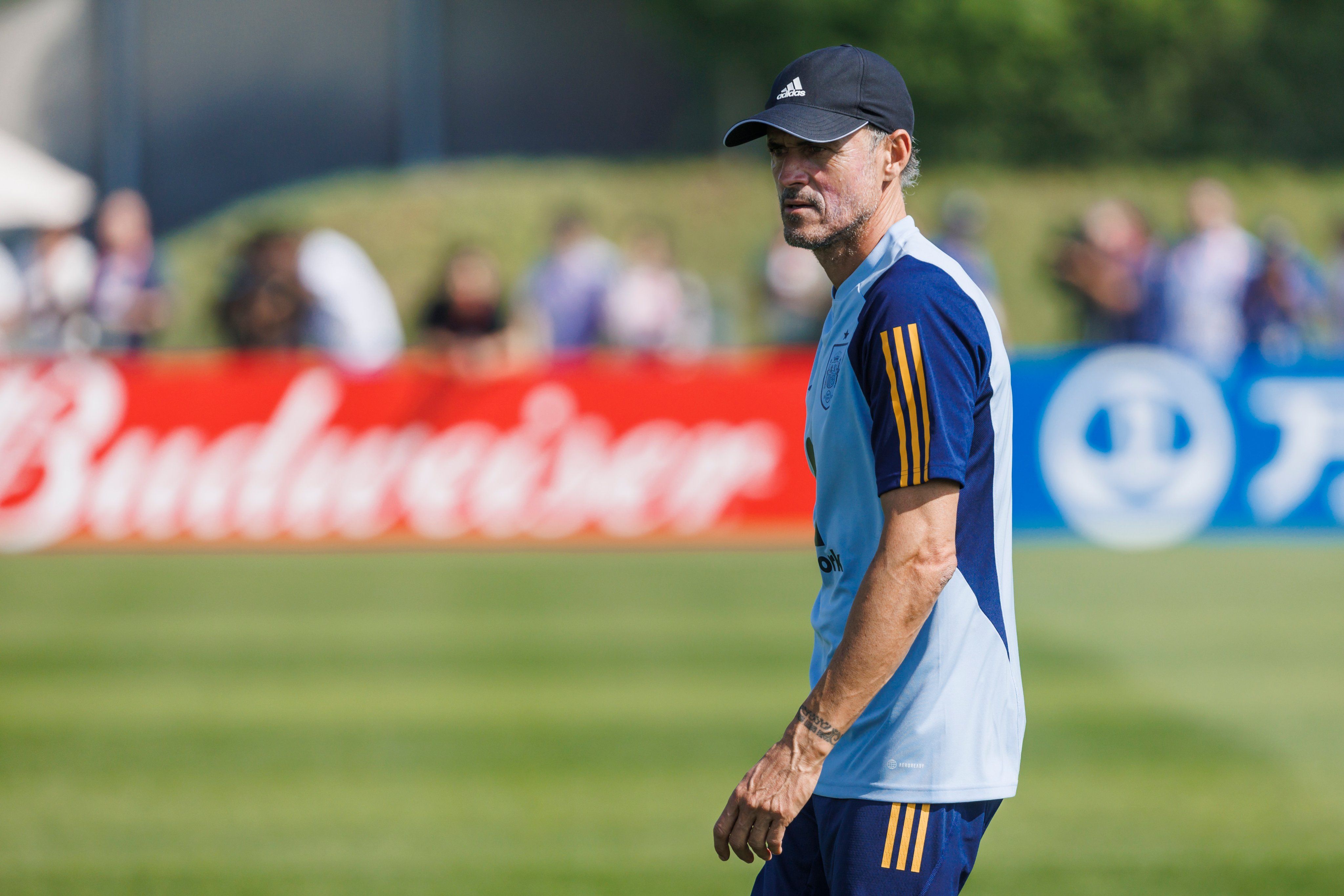  Luis Enrique, durante un entrenamiento de la selección en el Mundial de Qatar.