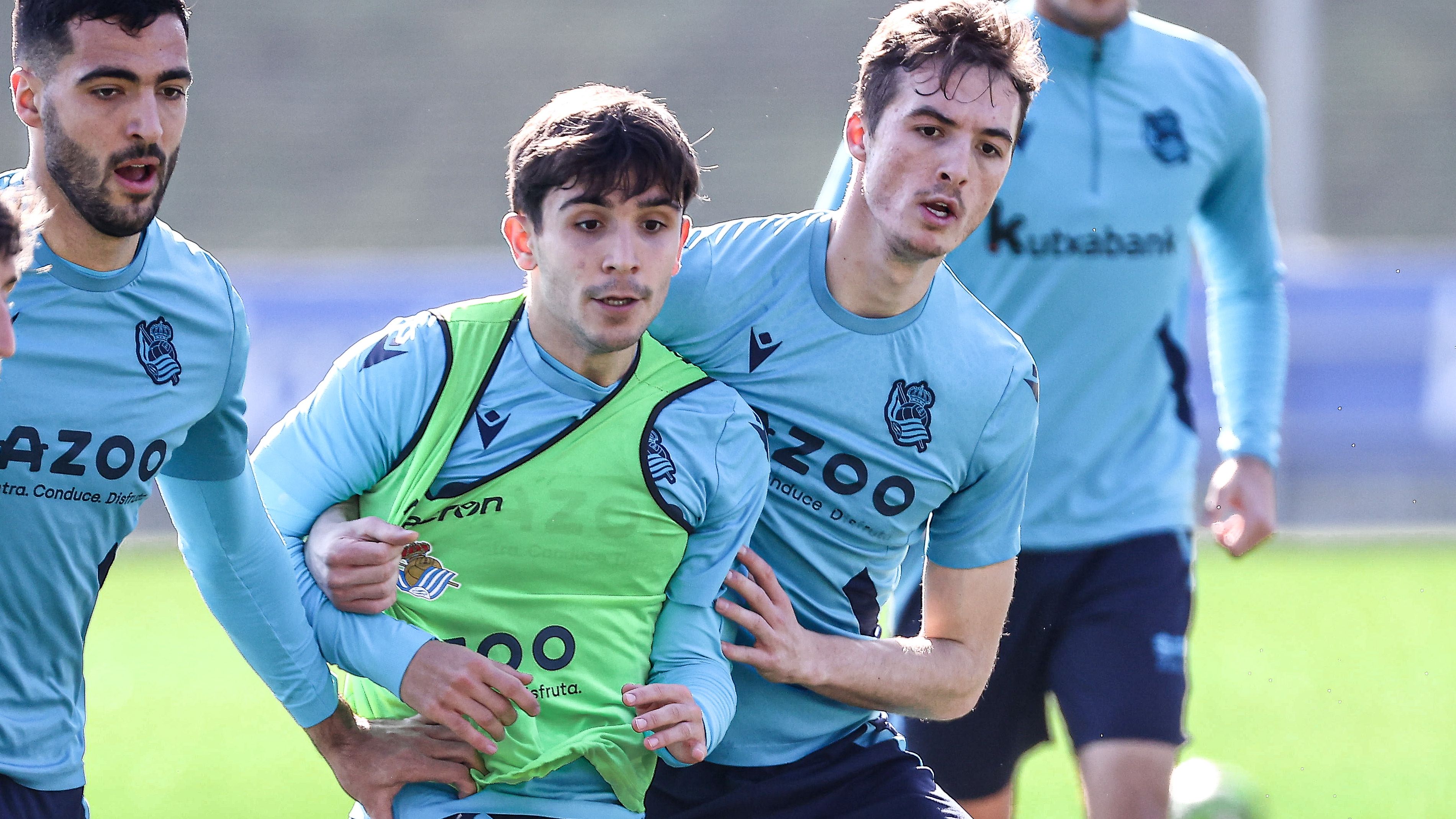  Marín y Pacheco, en el entrenamiento del pasado jueves en Zubieta.