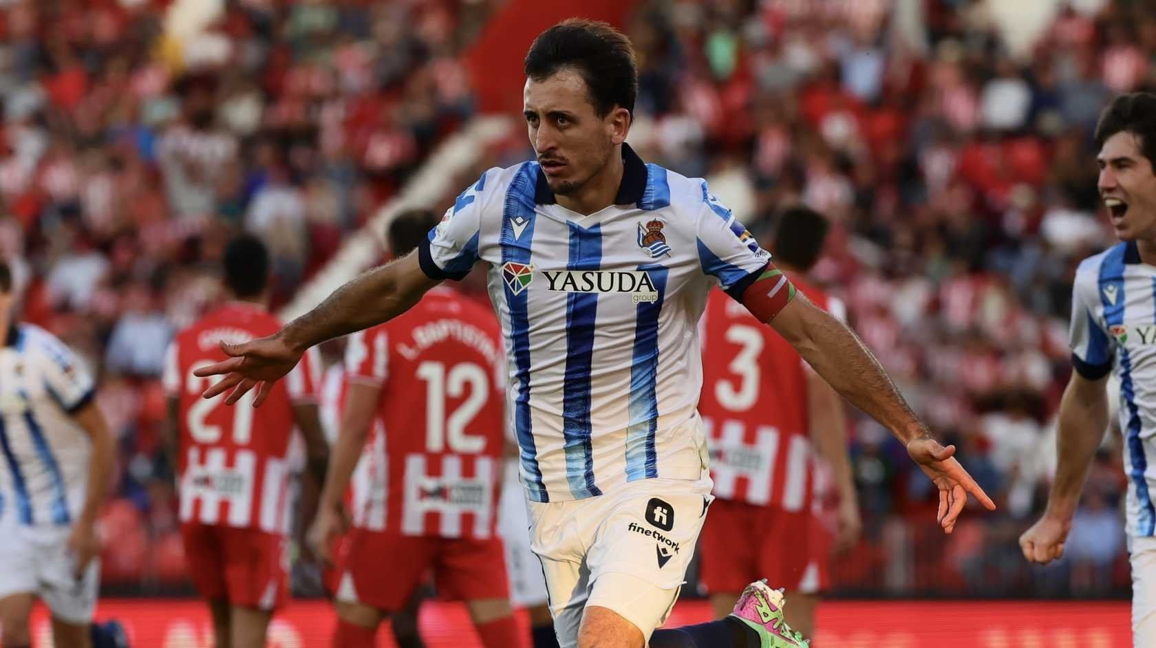 Mikel Oyarzabal celebra su gol al Almería este pasado sábado.