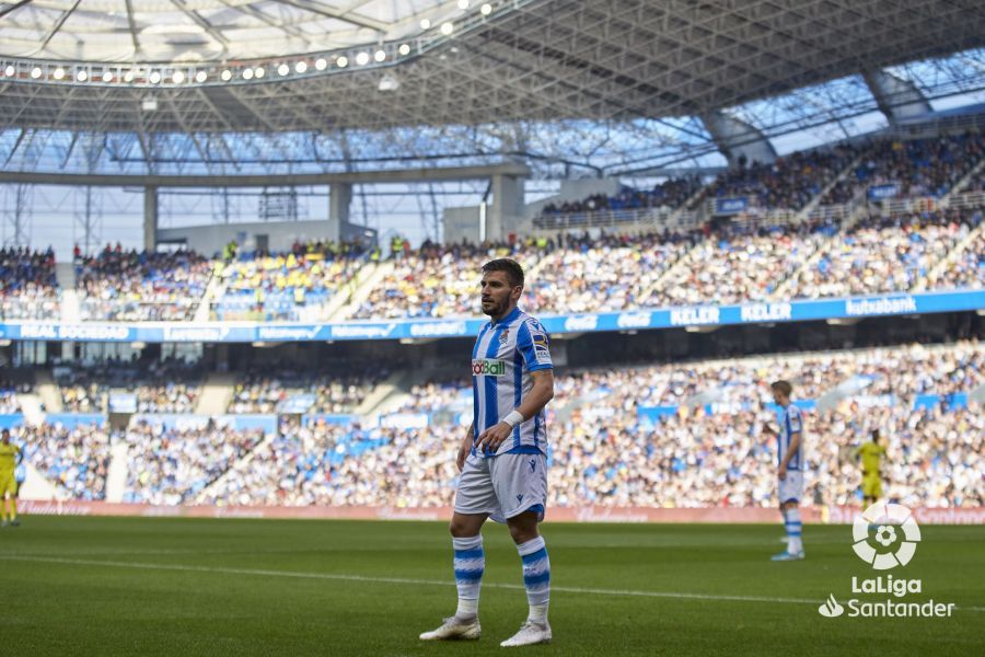 Portu, durante un lance del RealSociedad-Villarreal.