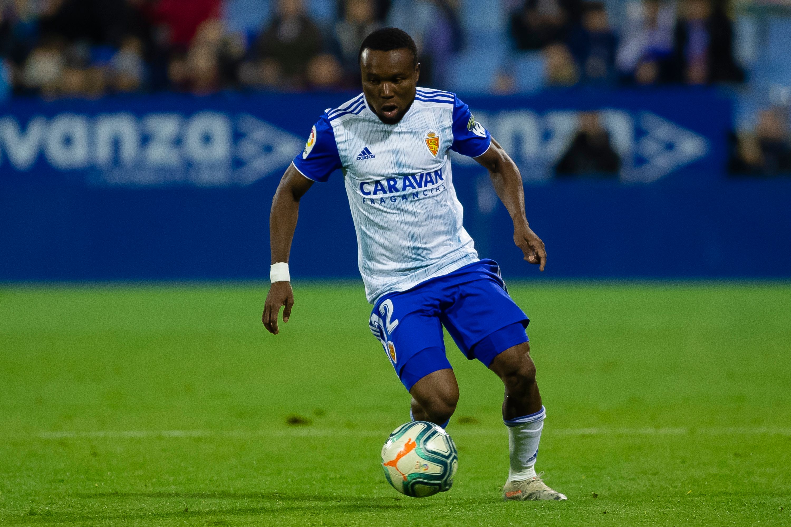  James Igbekeme durante el último partido del Real Zaragoza.