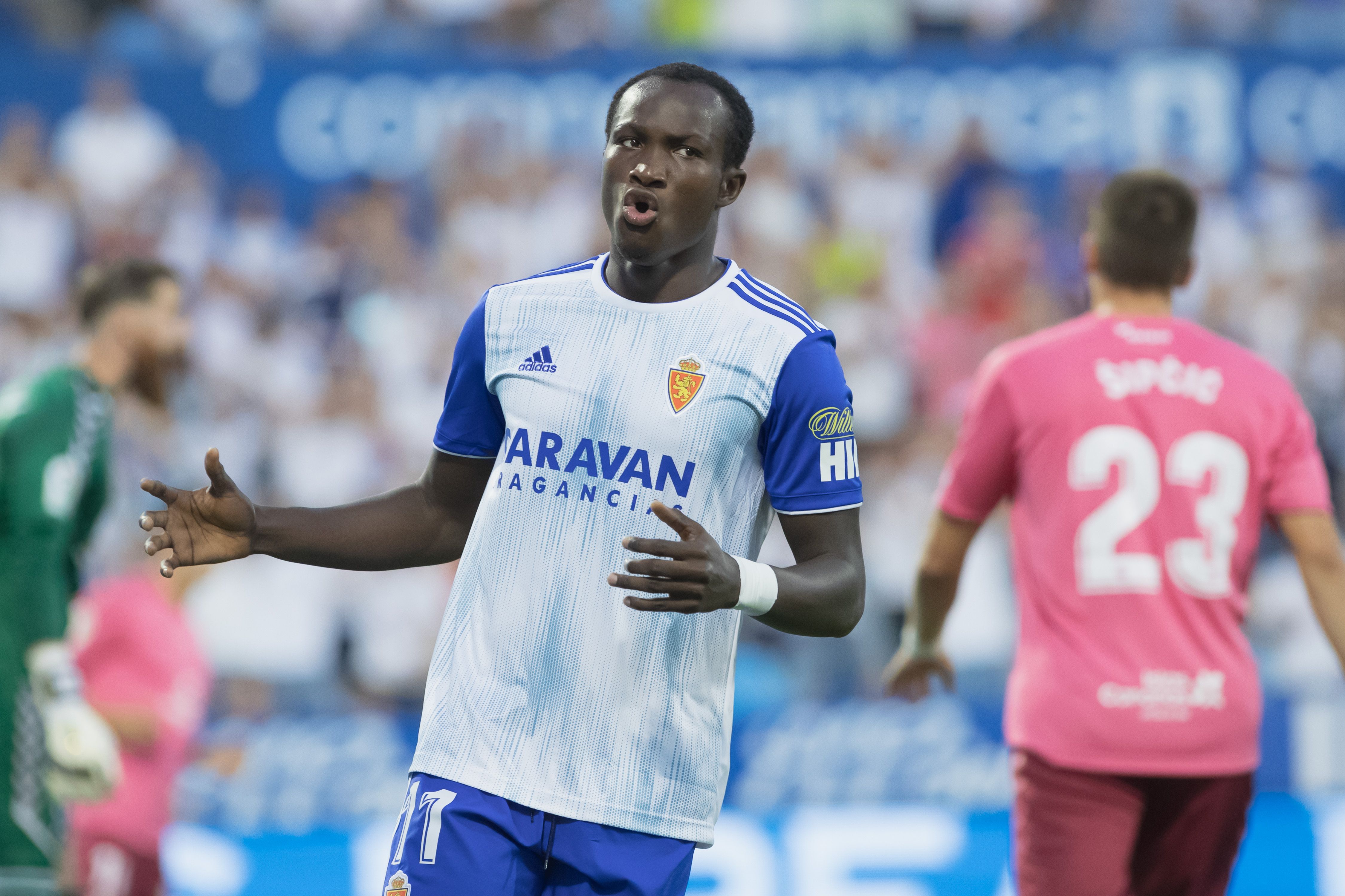  Raphael Dwamena, en el Real Zaragoza-Tenerife.