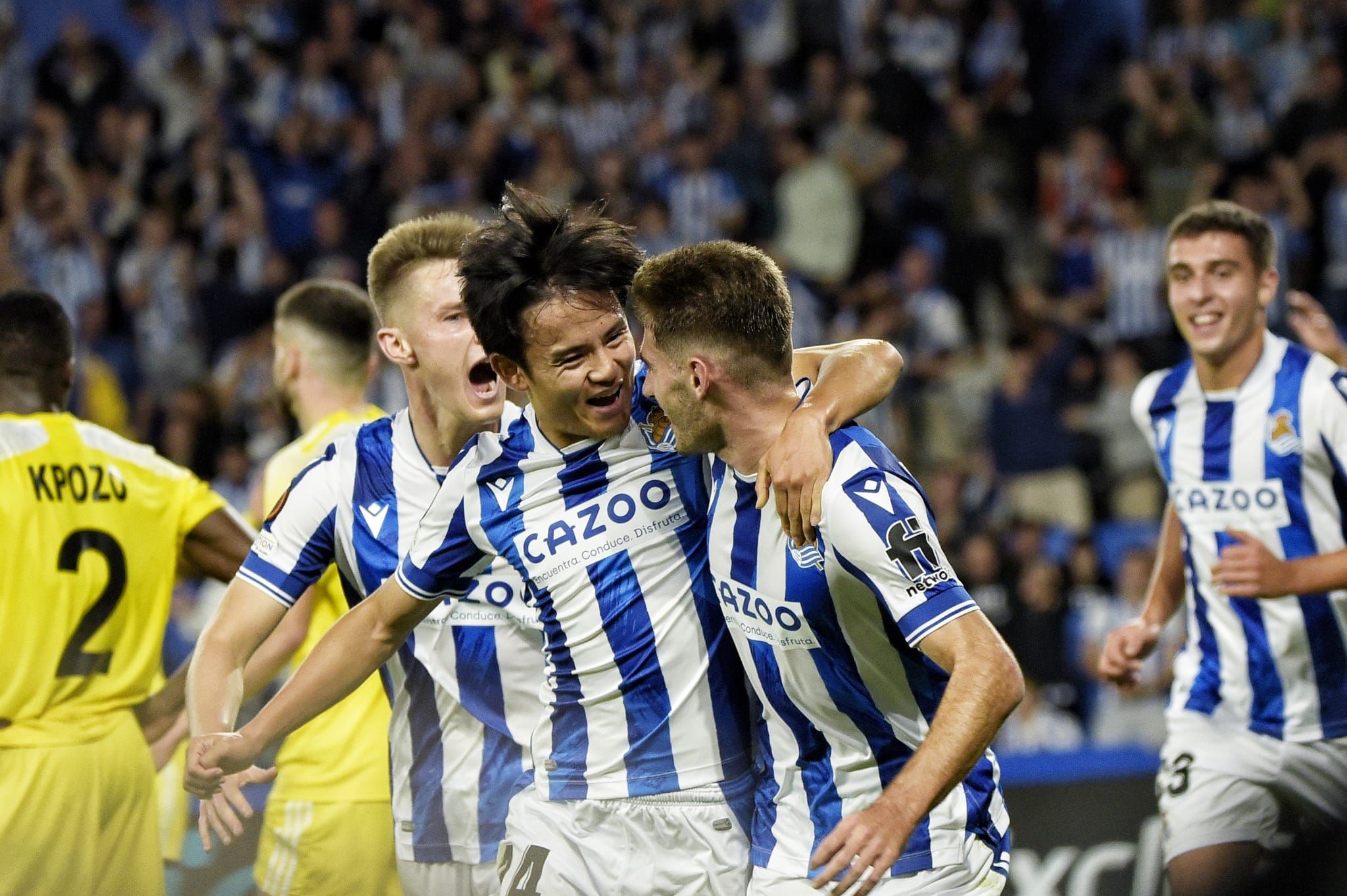 Robert Navarro celebra su gol al Sheriff en el Reale Arena.