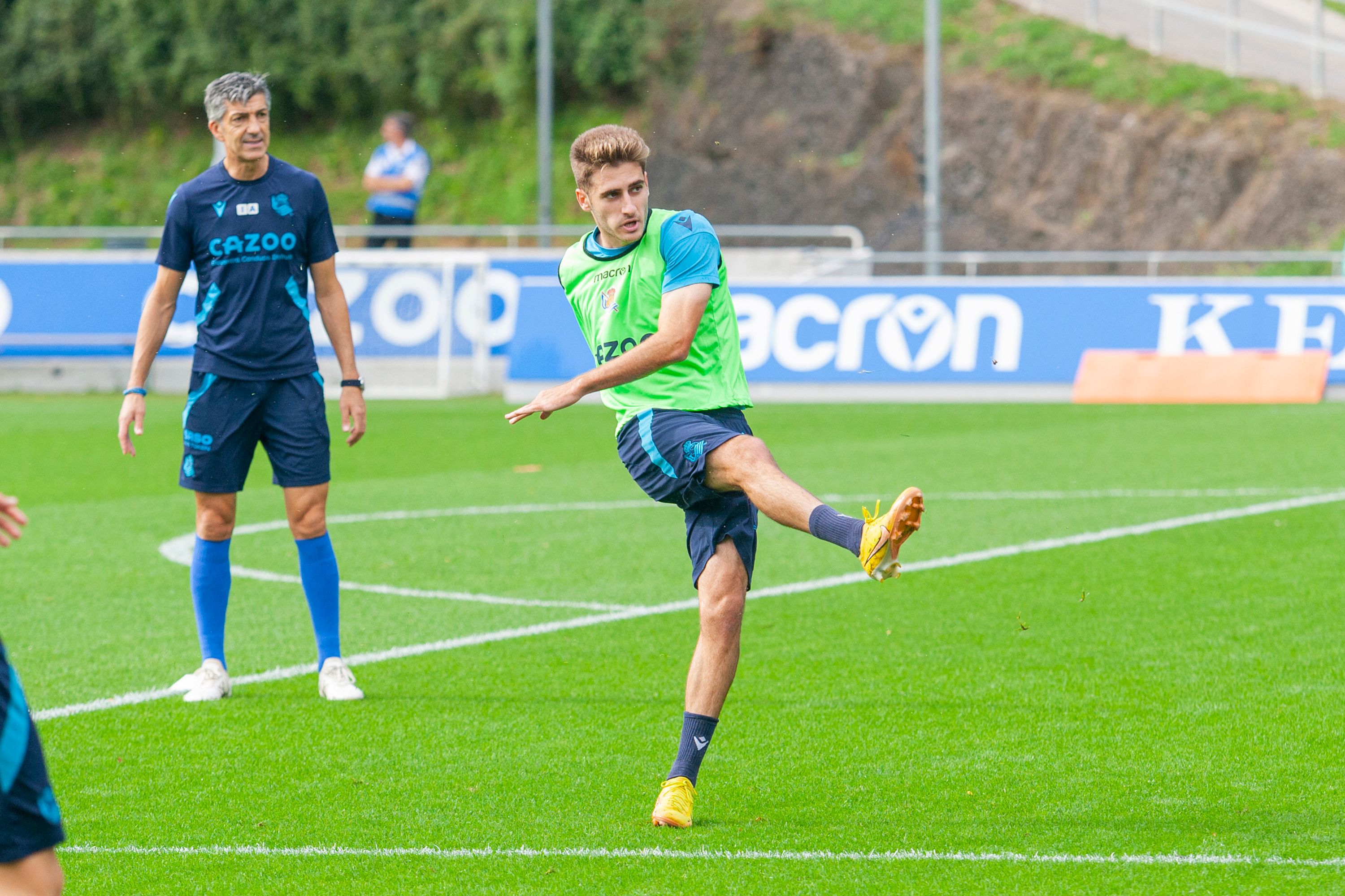Robert Navarro, en un entrenamiento de esta temporada en Zubieta.
