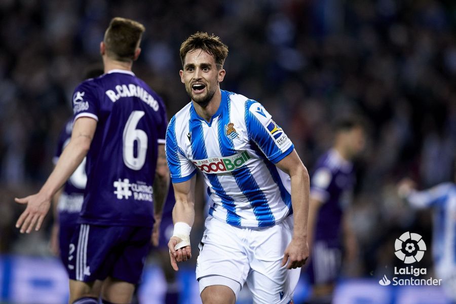  Adnan Januzaj celebra su gol durante el Real Sociedad-Real Valladolid.