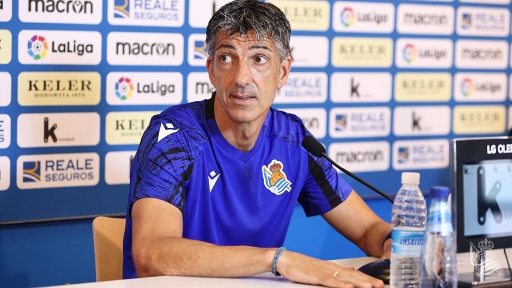  Imanol Alguacil, durante una rueda de prensa en Zubieta.