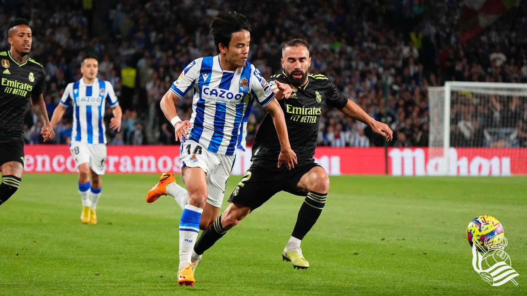  Take Kubo, en el partido entre la Real Sociedad y el Real Madrid en el Reale Arena.
