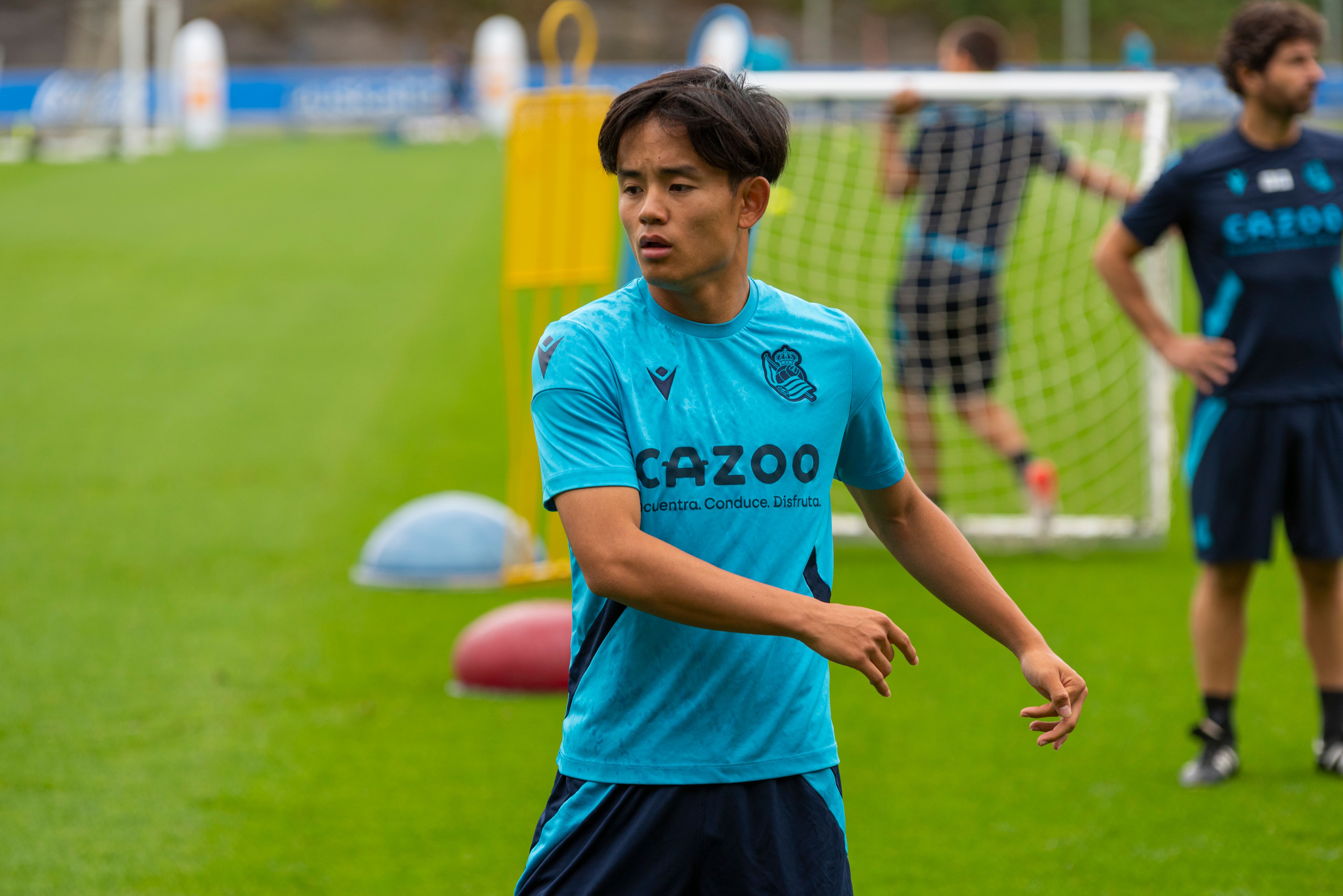  Take Kubo, en un entrenamiento de la Real Sociedad.