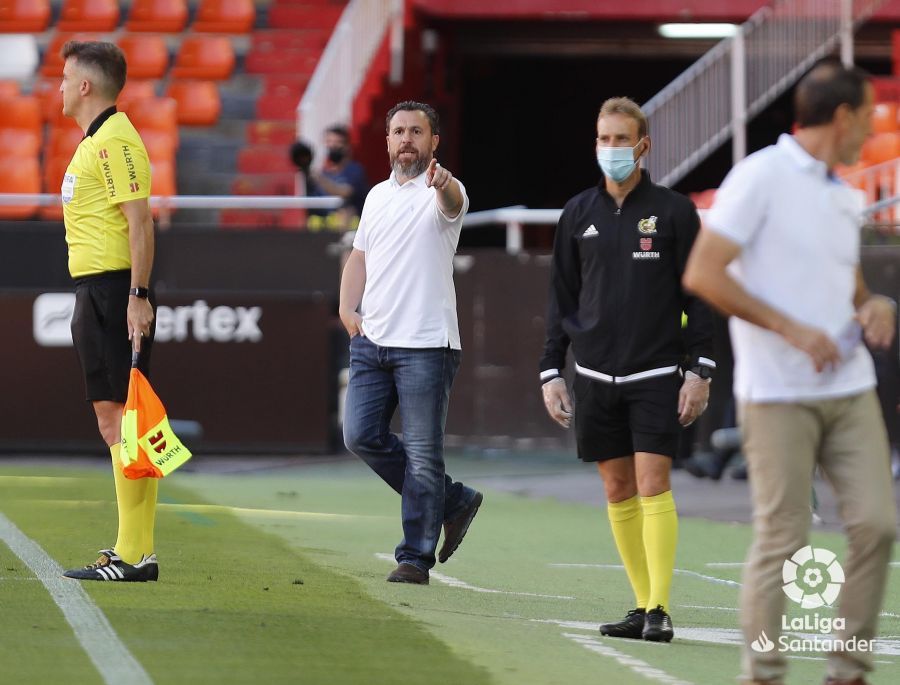 Sergio González, durante el encuentro disputado en Mestalla.