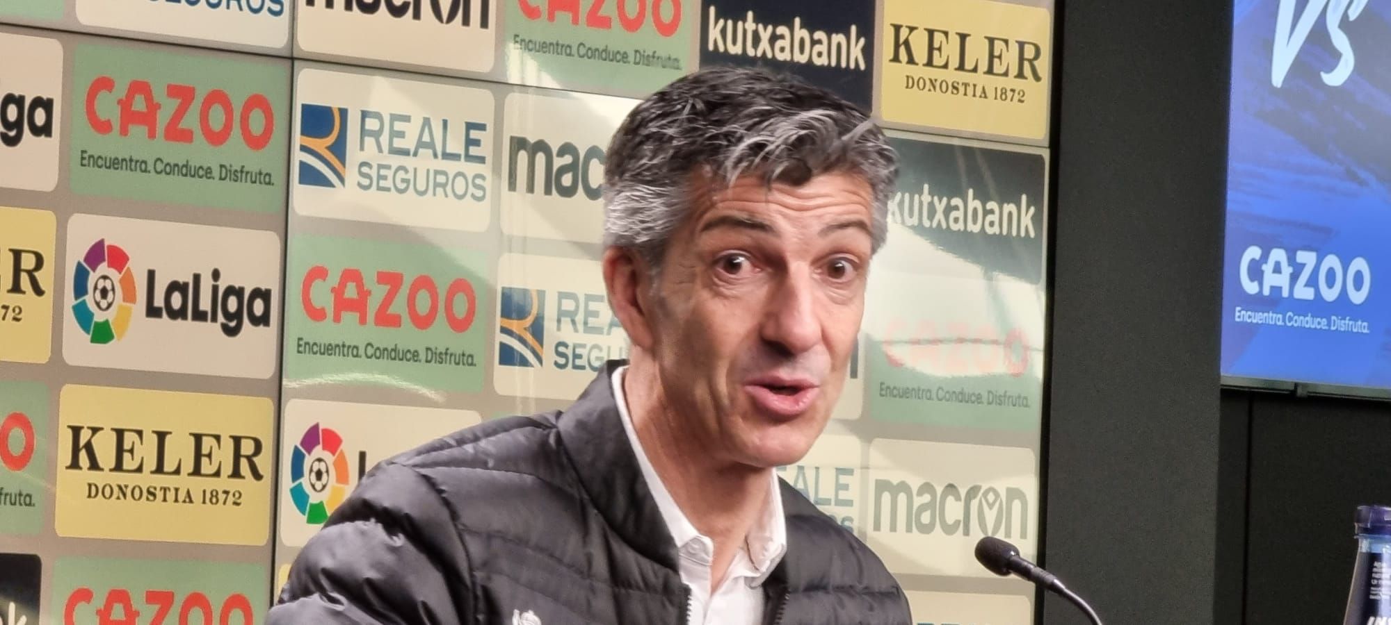 Imanol Alguacil, en la sala de prensa de Anoeta tras el Real Sociedad-Athletic Club.