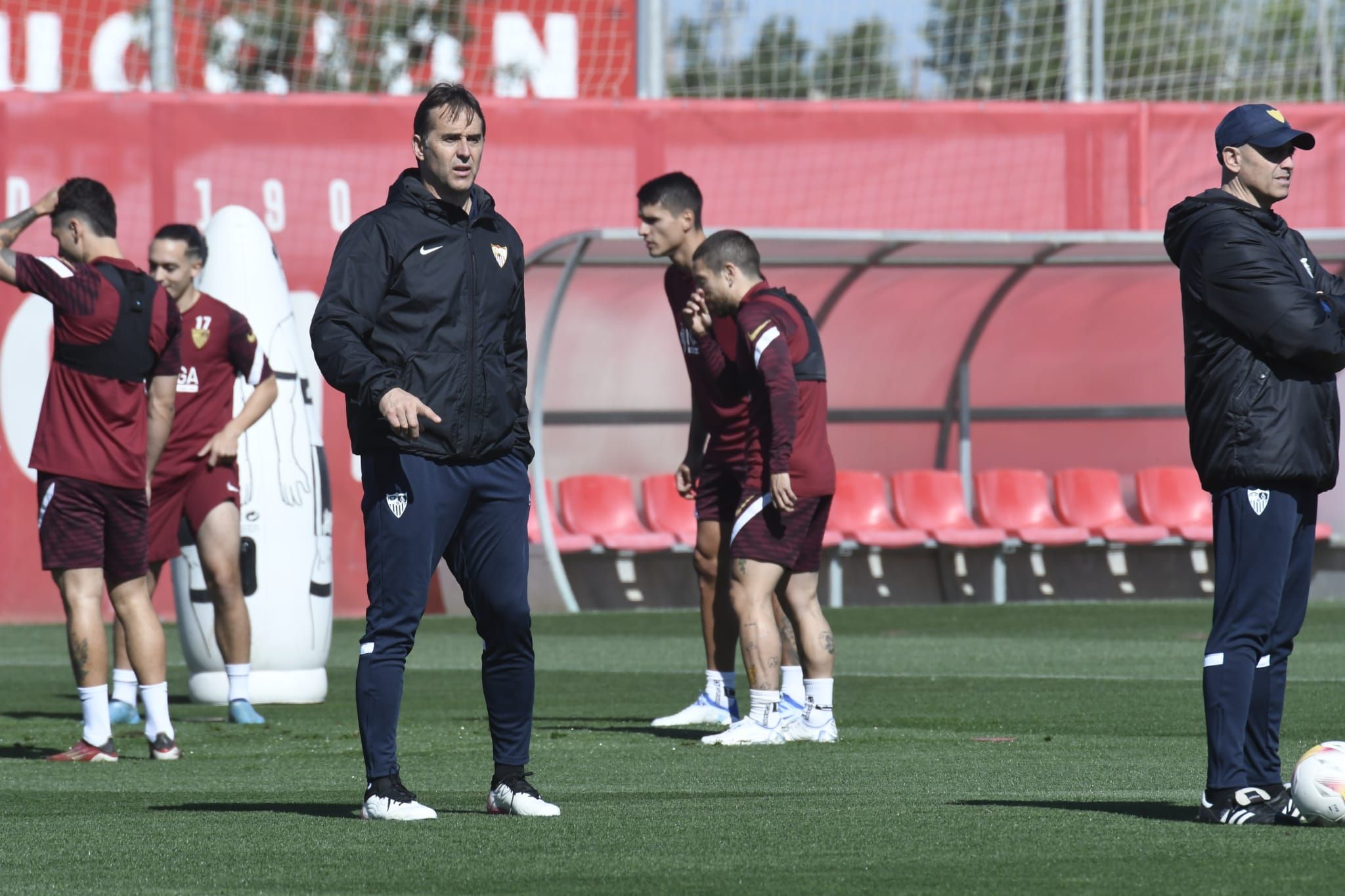  Lopetegui, en uno de los últimos entrenamientos del Sevilla.