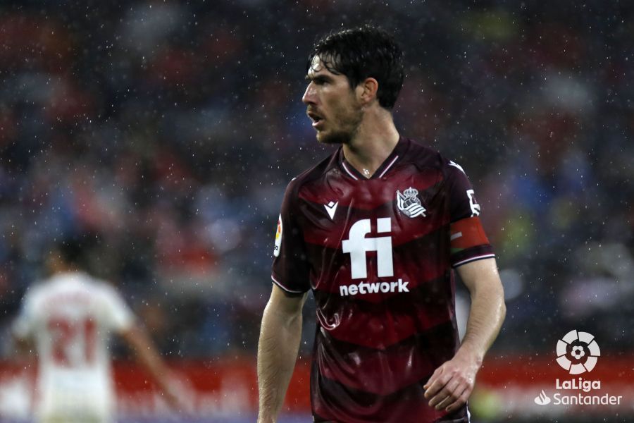 Aritz Elustondo, durante el partido en el Sánchez Pizjuán.