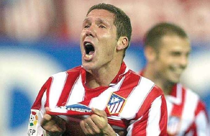 Simeone, celebrando un gol con el Atlético.