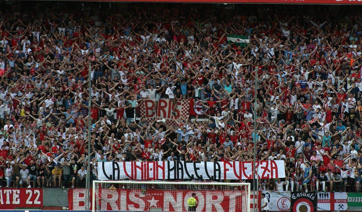  Aficionados del Sevilla durante un partido.