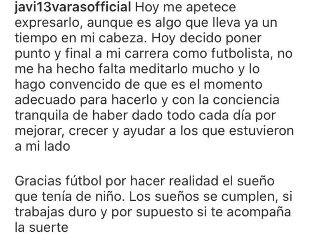  Carta de despedida de Javi Varas.