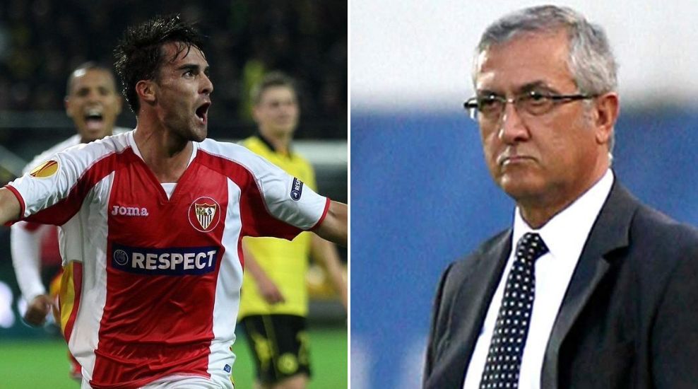  Cigarini y Gregorio Manzano, durante su etapa en el Sevilla FC.