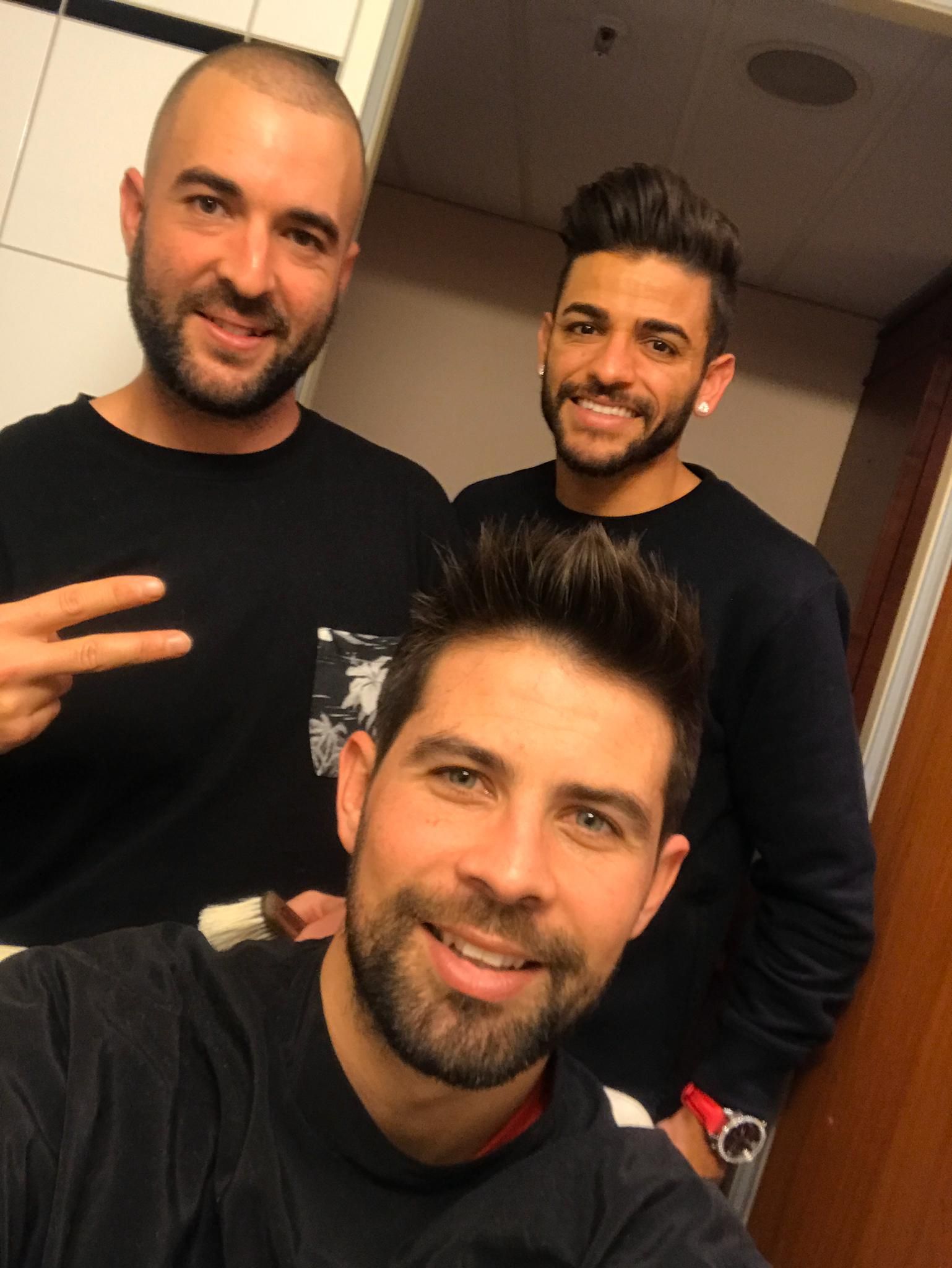 Javier Chacón, con Coke y Júnior Caiçara en Alemania.