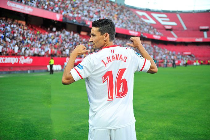 Navas, en su presentación como jugador del Sevilla.