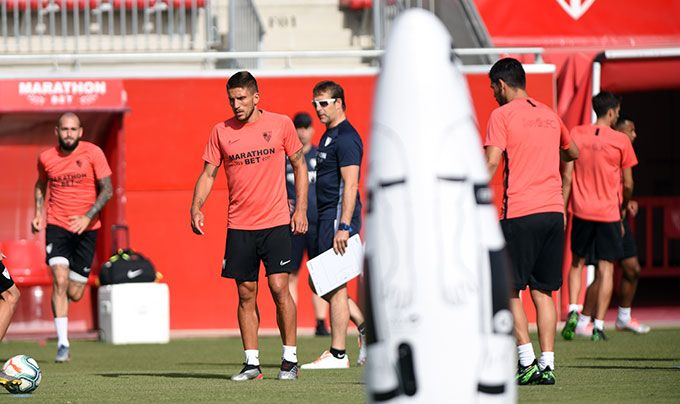 Carriço, junto a Lopetegui, en un entrenamiento.